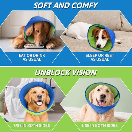 Breathable soft dog cone for recovery from surgery, adjustable Elizabethan collar for large, medium, and small dogs and cats.
