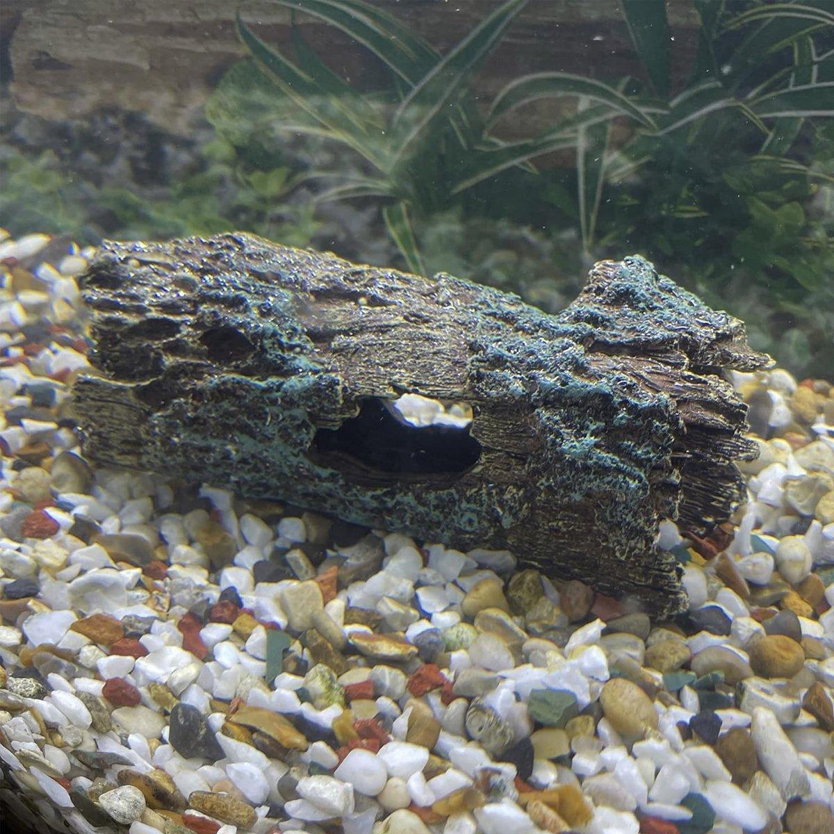 Tree Log Hide Ornament Trunk Tunnel Fish Reptile Tank Resin Aquarium Decoration - Small - Macaw And Friends