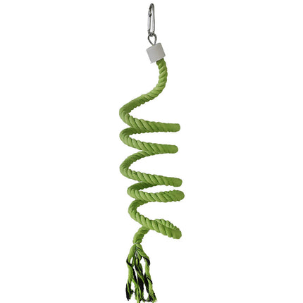 Colorful cotton spiral climbing rope toy for parrots, hanging swing accessory for bird cages by Macaw And Friends.