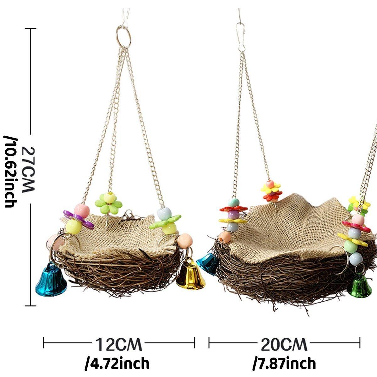 Bird Parrot Swing Stand Rattan Nest Hanging Basket Chew Toy for Small Medium Pet - S-12cm - Macaw And Friends