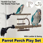 Wooden Parrot Stand Climbing Ladder Swing Toy for Birds Cage Play Accessories - Nut Washer Fixed Type - Macaw And Friends