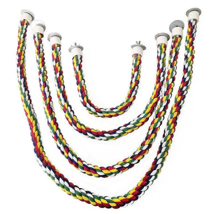 Colorful cotton bungee swing for pet birds, 60cm Parrot Rope Perch, bird cage toy by Macaw And Friends for bird cage accessories.