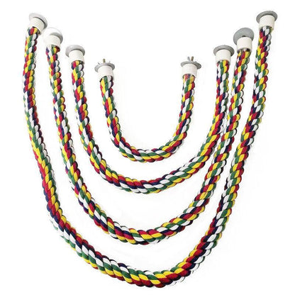 Parrot Rope Perch Colourful Bird Cage Toy Cotton Bungee Swing for Pet Birds - 60CM - Macaw And Friends