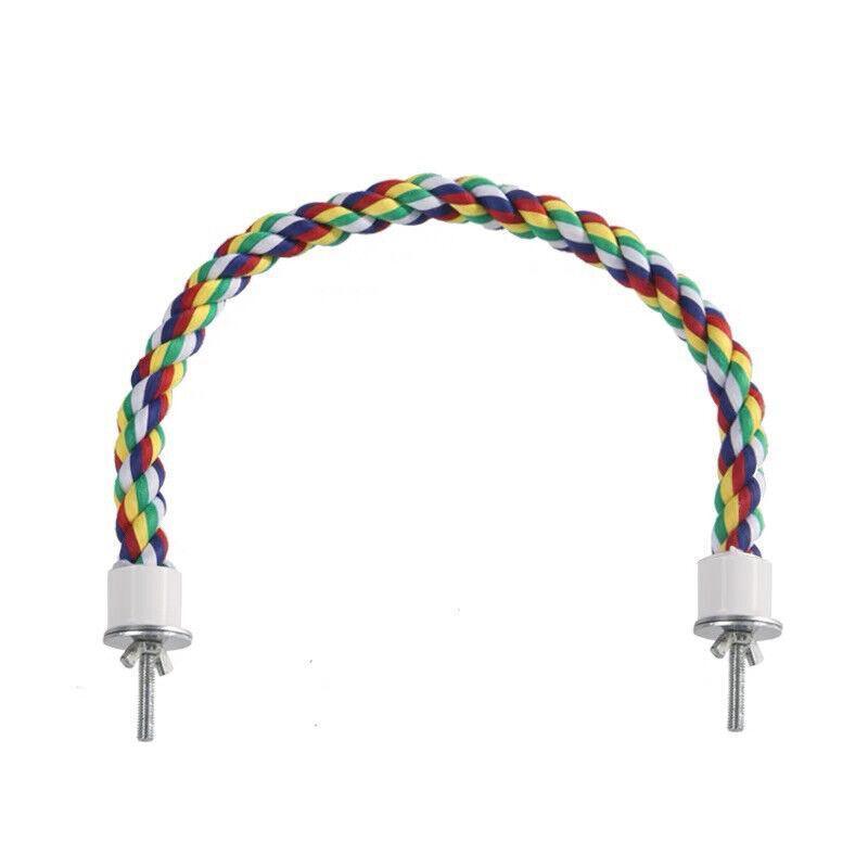 Parrot Rope Perch Colourful Bird Cage Toy Cotton Bungee Swing for Pet Birds - 60CM - Macaw And Friends