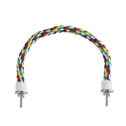 Parrot Rope Perch Colourful Bird Cage Toy Cotton Bungee Swing for Pet Birds - 60CM - Macaw And Friends