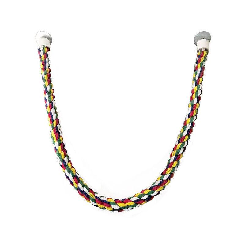 Parrot Rope Perch Colourful Bird Cage Toy Cotton Bungee Swing for Pet Birds - 60CM - Macaw And Friends