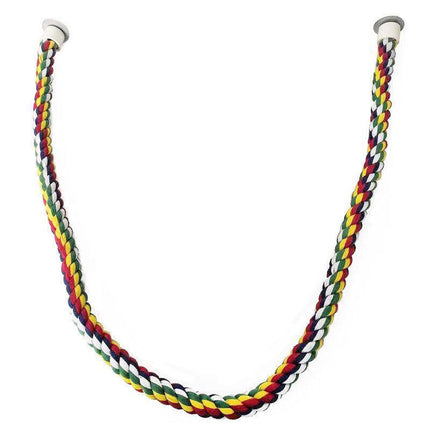Colorful cotton bird rope perch from Macaw And Friends, 60cm bungee swing for pet birds in bird cage accessories category.