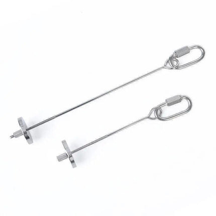 Macaw And Friends stainless steel bird parrot cage skewer fruit holder toy, 10cm long, for bird cage enrichment and feeding.