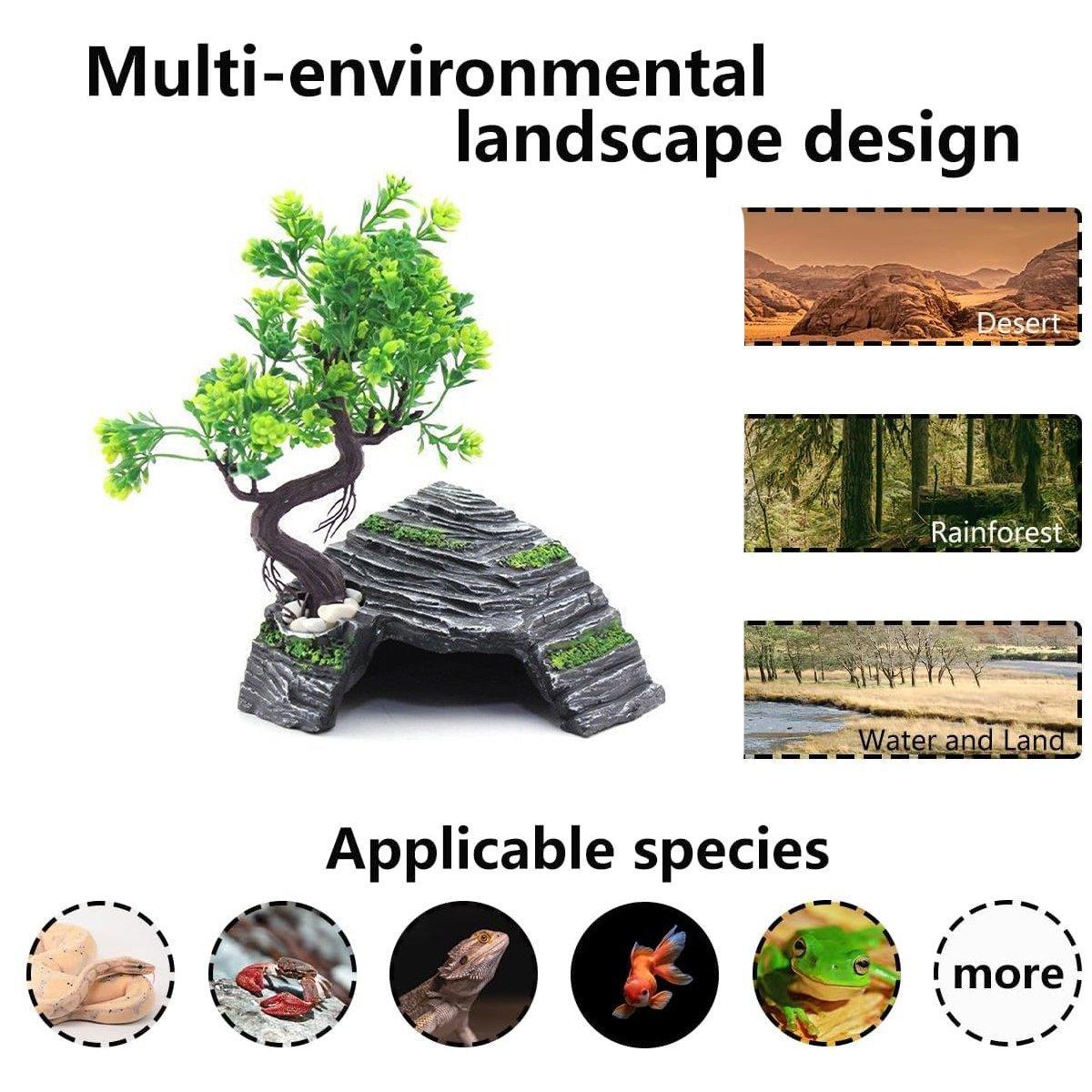 Reptile Hide House Nest Cave Sundeck Shelter for Pets Lizard Snake Habitat - Macaw And Friends