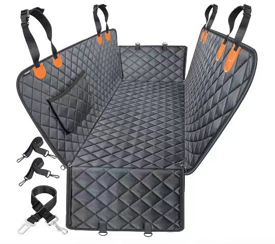 Macaw and Friends heavy-duty waterproof dog car seat cover with side flaps, non-slip, scratchproof hammock for cars and SUVs.