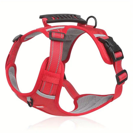 Reflective dog harness with leash by Macaw And Friends, adjustable no-pull vest with handle for walking and training small dogs.