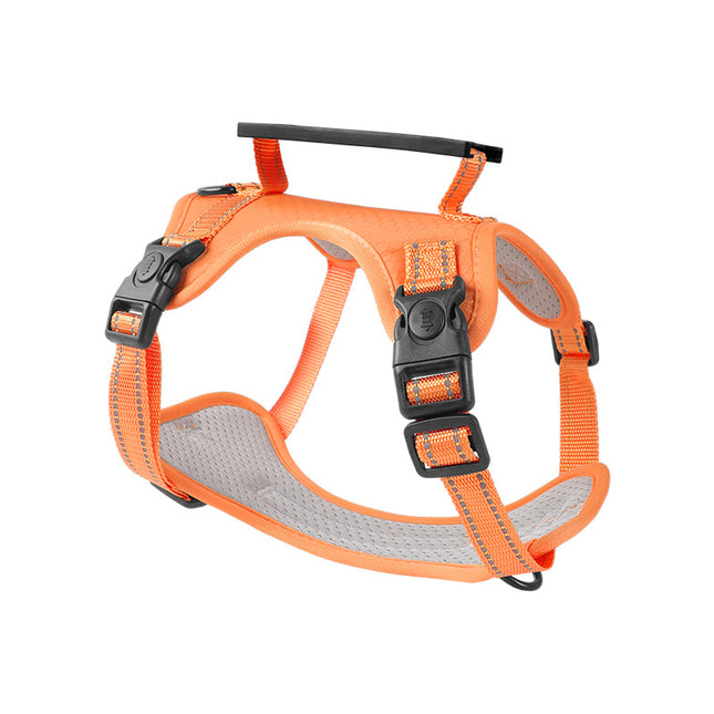 Reflective Macaw And Friends dog harness with leash, adjustable no-pull vest with handle, suitable for XL size dogs.
