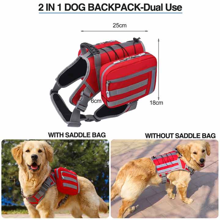Khaki Dog Tactical Backpack Harness - Adjustable Outdoor Camouflage Saddle Bag for Dogs - Macaw And Friends