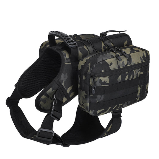 Camouflage Dog Tactical Backpack Harness - Adjustable Outdoor Camouflage Saddle Bag for Dogs - Macaw And Friends