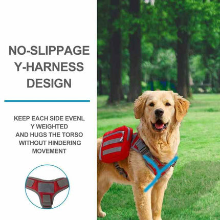 Camouflage dog tactical backpack harness with adjustable straps and saddle bag for outdoor pet walks, by Macaw And Friends.