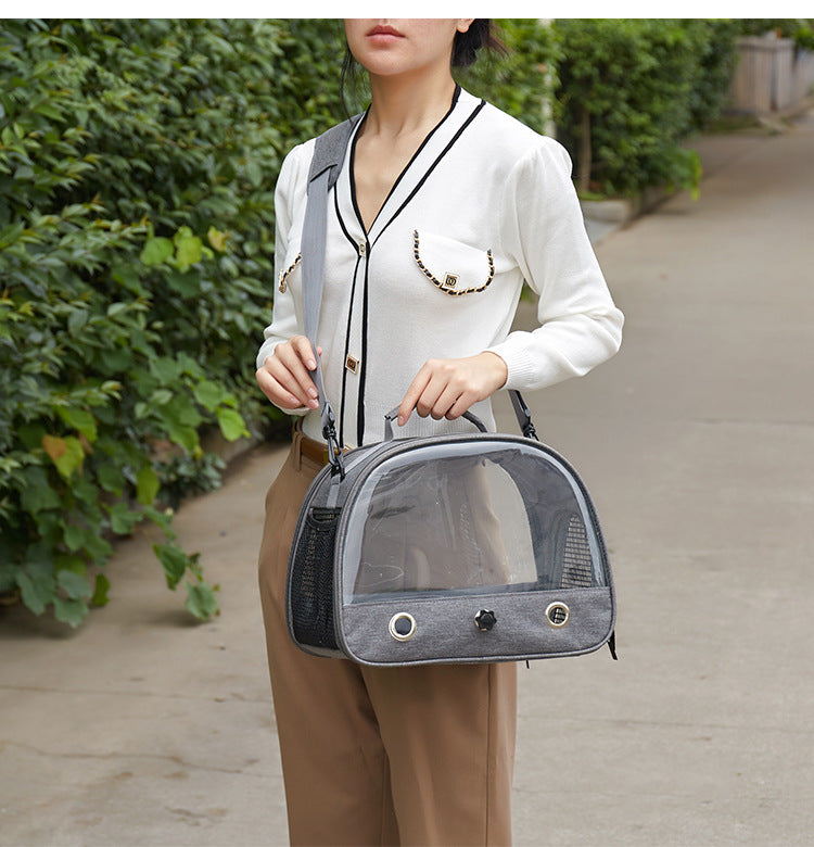 Green Portable Clear View Bird Carrier Travel Cage with Perch & Tray - Breathable Pet Bag for Parrots, Cockatiels & Small Animals - Macaw And Friends