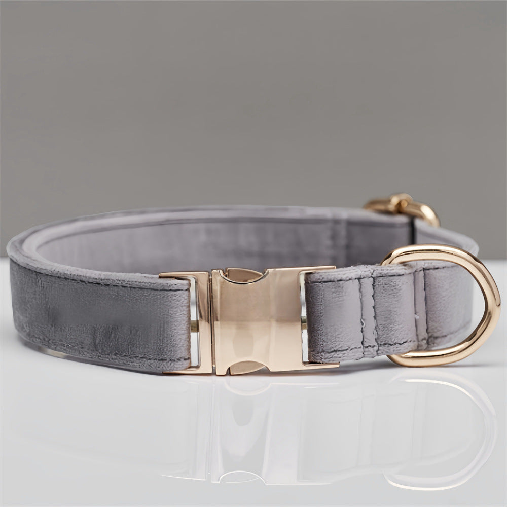 Grey Durable Dog Collar with Metal Buckle - Adjustable Nylon Pet Collar for Small to Large Dogs Size L - Macaw And Friends