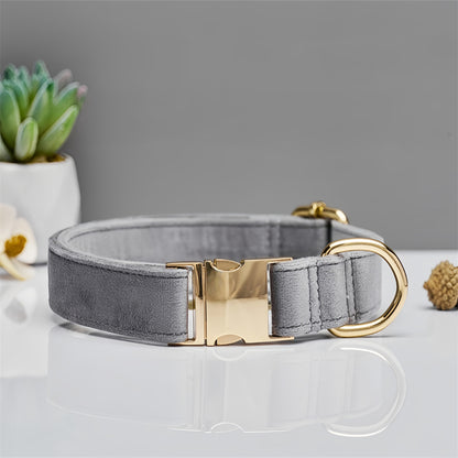 Grey Durable Dog Collar with Metal Buckle - Adjustable Nylon Pet Collar for Small to Large Dogs Size L - Macaw And Friends