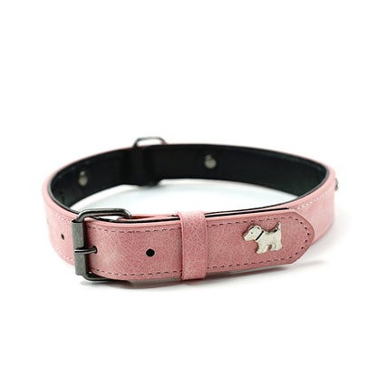 2 PCS Pink Soft Leather Dog Collar - Adjustable & Durable for Medium/Large Dogs XS-（42*1.5cm） - Macaw And Friends