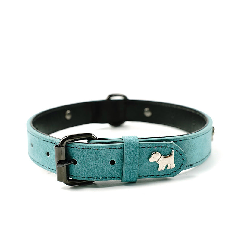 2 PCS Green Soft Leather Dog Collar - Adjustable & Durable for Medium/Large Dogs S-(48*2.0cm) - Macaw And Friends