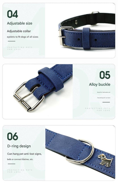 2 PCS Brown Soft Leather Dog Collar - Adjustable & Durable for Medium/Large Dogs S-(48*2.0cm) - Macaw And Friends