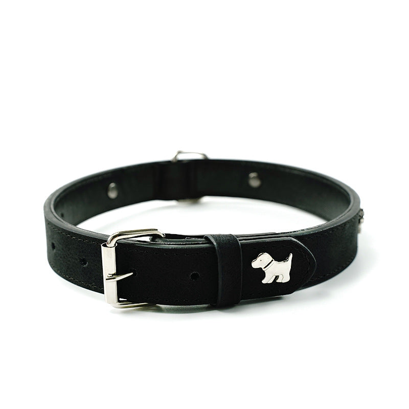 2 PCS Black Soft Leather Dog Collar - Adjustable & Durable for Medium/Large Dogs M-(58*2.5cm) - Macaw And Friends