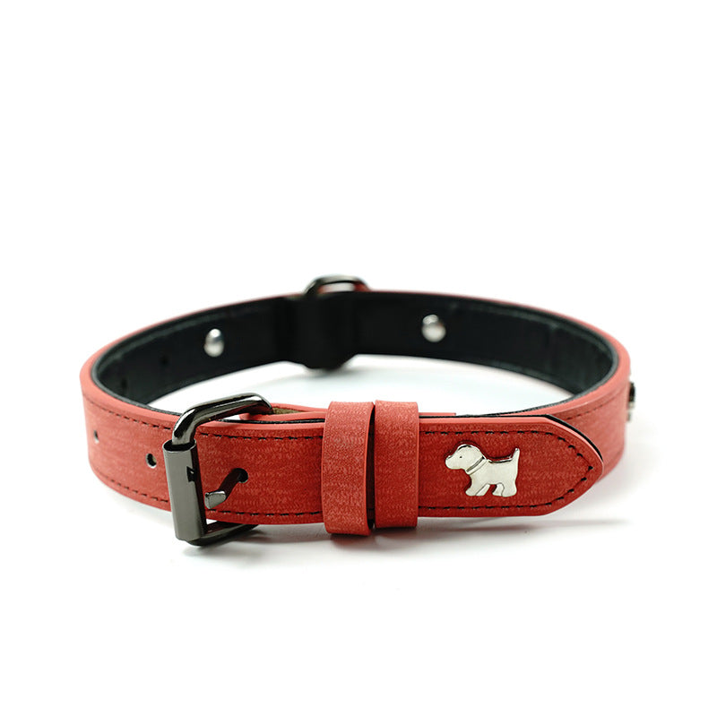 2 PCS Red Soft Leather Dog Collar - Adjustable & Durable for Medium/Large Dogs M-(58*2.5cm) - Macaw And Friends