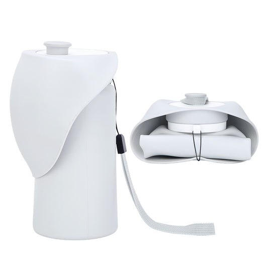 Grey Portable Pet Dog Water Bottle 550ml - Foldable Food-Grade Silicone Travel Drinker with Leak-Proof Dispenser - Macaw And Friends