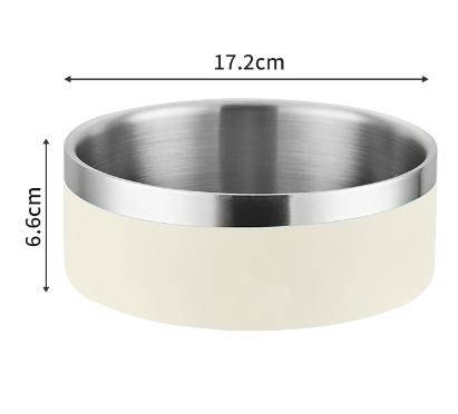 Beige and Silver Premium 304 Stainless Steel Pet Bowl (32oz) - Non-Slip, Anti-Tip Food & Water Dish for Dogs & Cats - Durable & Easy Clean - Macaw And Friends