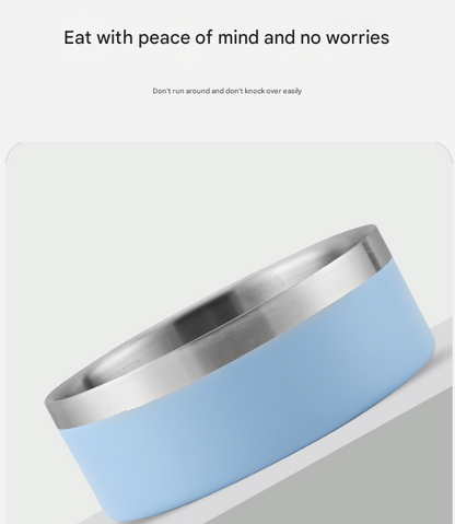 Silver Premium 304 Stainless Steel Pet Bowl (32oz) - Non-Slip, Anti-Tip Food & Water Dish for Dogs & Cats - Durable & Easy Clean - Macaw And Friends