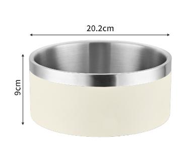 Beige and Silver Premium 304 Stainless Steel Pet Bowl (64oz) - Non-Slip, Anti-Tip Food & Water Dish for Dogs & Cats - Durable & Easy Clean - Macaw And Friends