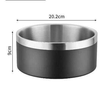 Black and Silver Premium 304 Stainless Steel Pet Bowl (64oz) - Non-Slip, Anti-Tip Food & Water Dish for Dogs & Cats - Durable & Easy Clean - Macaw And Friends