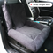 Grey plush dog car booster seat by Macaw And Friends, with washable cover, designed for small dogs as a travel bed and carrier.