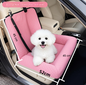 Pink Plush Dog Car Booster Seat - 2-in-1 Travel Bed for Small Dogs with Washable Cover - Macaw And Friends