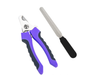 Pet Nail Clippers & File Set for Small Dogs Cats Stainless Steel Claw Trimmer with Safety Guard Non-Slip Handle Grooming Tool Black & Purple - Macaw And Friends