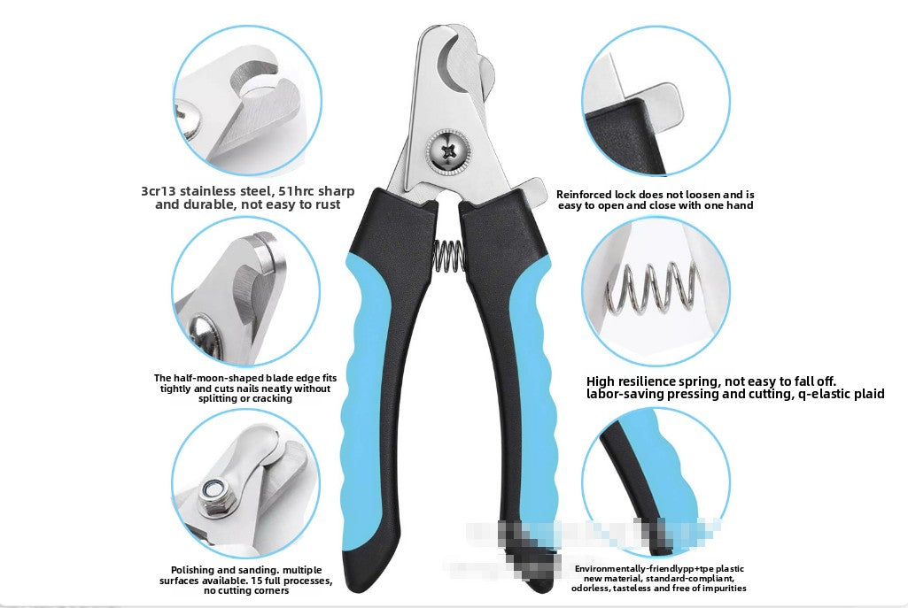 Pet Nail Clippers & File Set for Small Dogs Cats Stainless Steel Claw Trimmer with Safety Guard Non-Slip Handle Grooming Tool Black & Purple - Macaw And Friends