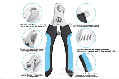 Pet Nail Clippers & File Set for Small Dogs Cats Stainless Steel Claw Trimmer with Safety Guard Non-Slip Handle Grooming Tool Black & Purple - Macaw And Friends