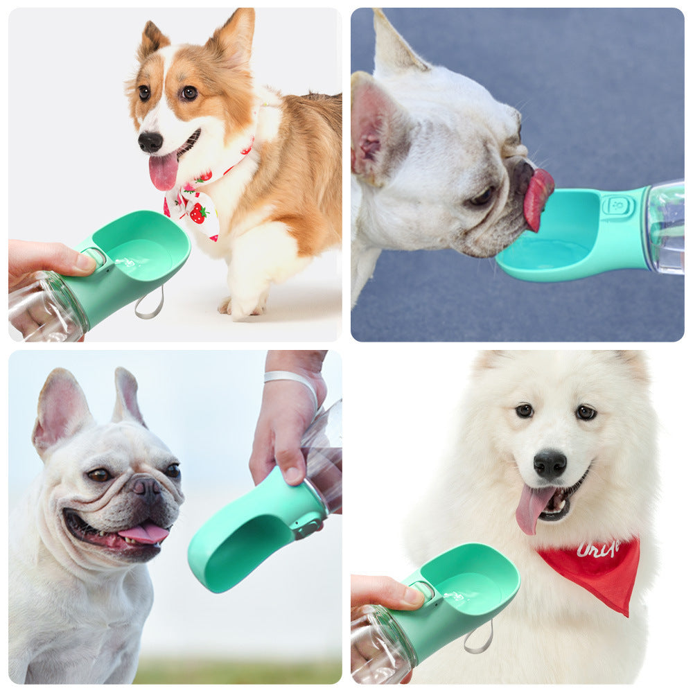 Green Portable Dog Water Bottle and Drink Feeder - 550ml Pet Travel Water Cup for Walking, Hiking & Outdoor Use (High-Temperature Resistant) - Macaw And Friends
