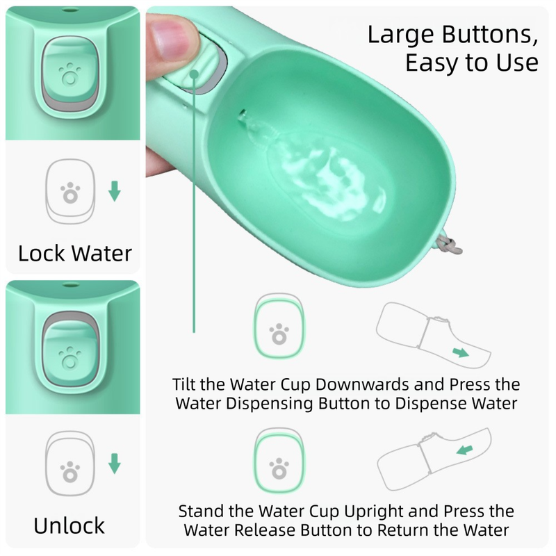 Pink Portable Dog Water Bottle and Drink Feeder - 550ml Pet Travel Water Cup for Walking, Hiking & Outdoor Use (High-Temperature Resistant) - Macaw And Friends