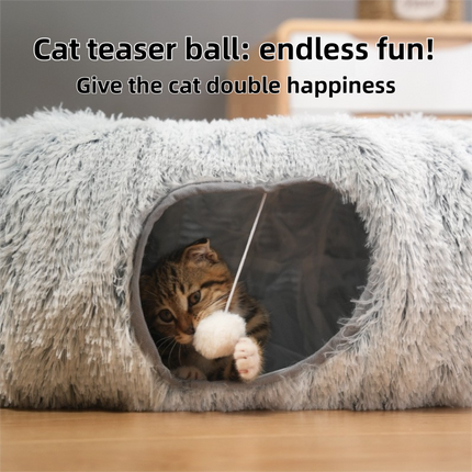 Dark grey tie-dye donut-shaped cat tunnel bed by Macaw and Friends, 85cm spacious pet play lounger with durable fabric for cats and kittens.