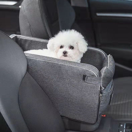 Macaw and Friends thickened pet car seat for dogs and cats with removable cooling mat and handle, fits center console 42x20x22cm.