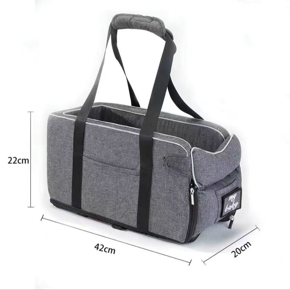 Macaw And Friends thickened pet car seat for dogs and cats with removable cooling mat, handle, and cozy booster design.